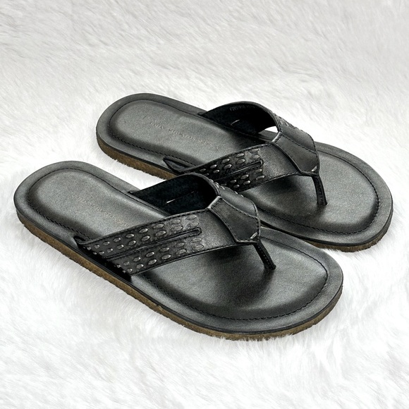 John Varvatos Thong Sandals Star USA Tobago Stitched Leather Slip Ons Slides Box - Picture 12 of 15